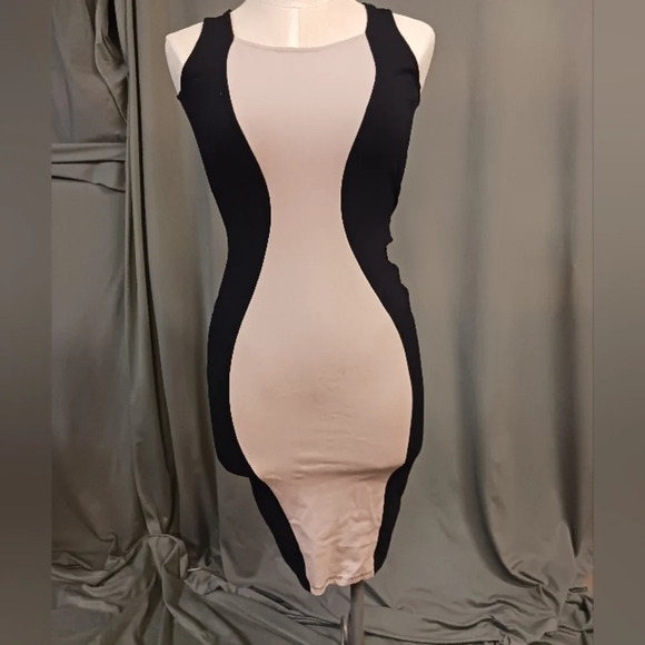 NWOT ILLUSIONIST DRESS BLACK TAUPE - Picture 5 of 6